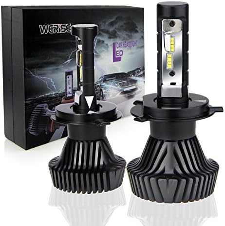 WERISE V1 H4 LED Headlight Bulbs Conversion Kit with ZES Chips - Aviation Aluminum Heat Dissipation 6500K Cool White 360°- 2 Yr Warranty