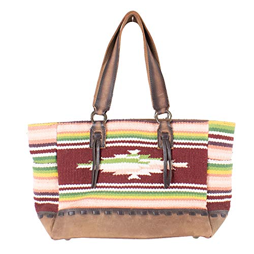 STS Ranchwear Buffalo Girl Serape Tote Maroon Pink Green One Size 
