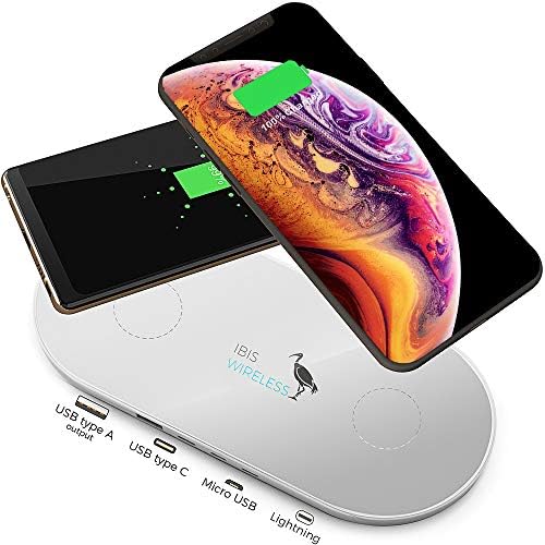 IBIS Wireless Dual Wireless Charger Fast Charging Station 3 Multiple Devices At Once Wireless Charging Pad Certified Qi Wireless Charger USB C Phone charger Pad For iPhone XS Max 8 Galaxy Qi Charger