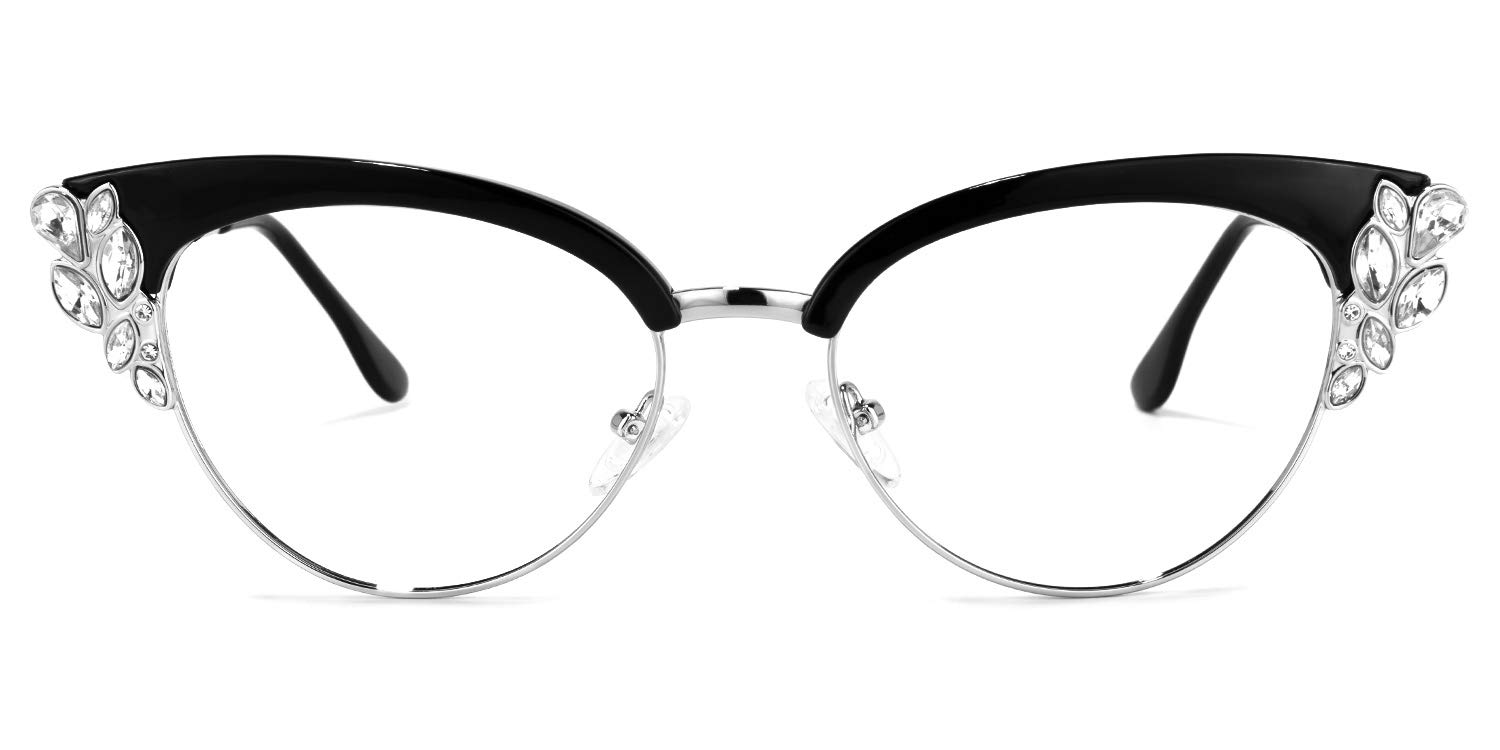 Zeelool Women's Trendy Rhinestone Oversized Cat Eye