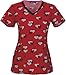 heartsoul Women's V-Neck Houndstooth Hearts Print Scrub Top