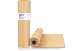 OcePor Brown Paper Roll 17.8"×1200"(100 ft), Craft Paper, Kraft Paper Roll, Wrapping Paper, Packing Paper for Moving, Gift Wrapping, Wall Art, Table Runner, Floor Covering, Bulletin Board, Arts Crafts