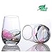 Hand Painted Stemless Wine Glasses by Sonoma Artisan, Set of 2. Ideal for Casual Entertaining, Unique Gift Idea, Romantic Night in, or Just Elevating Your Wine Enjoyment