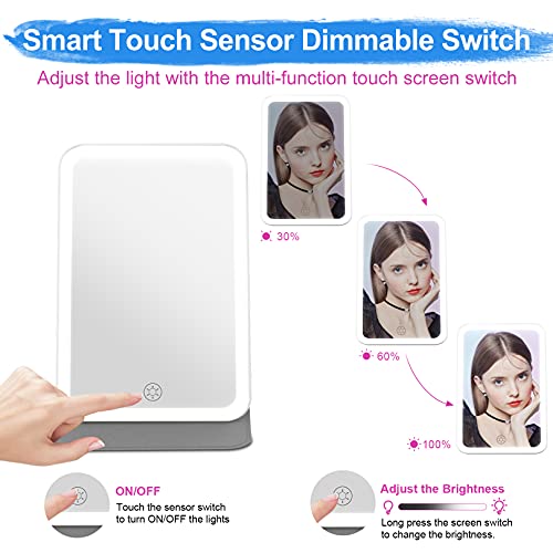 COSMIRROR Rechargeable Lighted Makeup Vanity Mirror with 3 Color