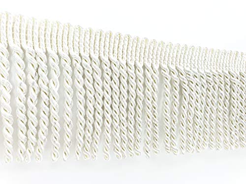 10metres Bullion Fringe 10cm Wide, Upholstery Fringing Trimming by MNJ Trimmings (Off White)