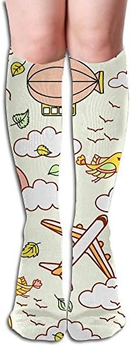 Fire Balloon And Plane Men Women Athletic Long Socks Stockings Colorful Patterned Sport Socks Great For Workout,Sport,Outdoor!