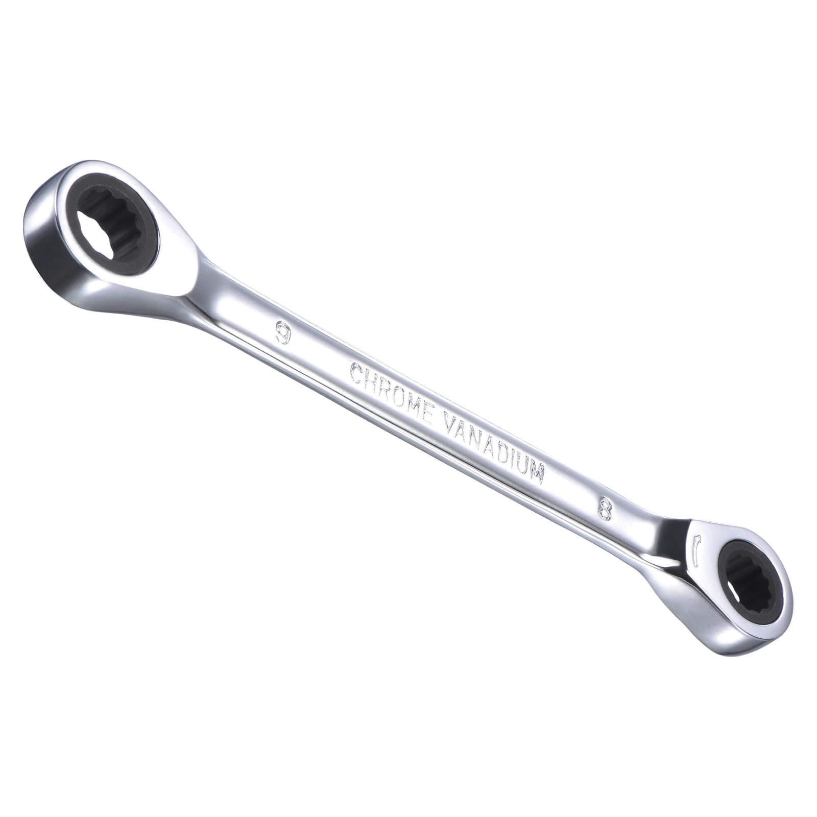 CoCud Double Box End Reversible Ratcheting Wrench, Metric 8 by 9mm Box End Size 72-Teeth, Cr-V Ratchet Spanner - (Applications: for Repairs)