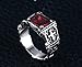UOKOHO Men's Vintage AAA Ruby Red Stone Titanium and Stainless Steel Christian Religion Cross Ring Size 14