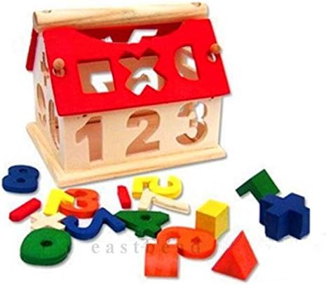 New Kid Wooden Digital Number House Building Toy Educational Intellectual Blocks