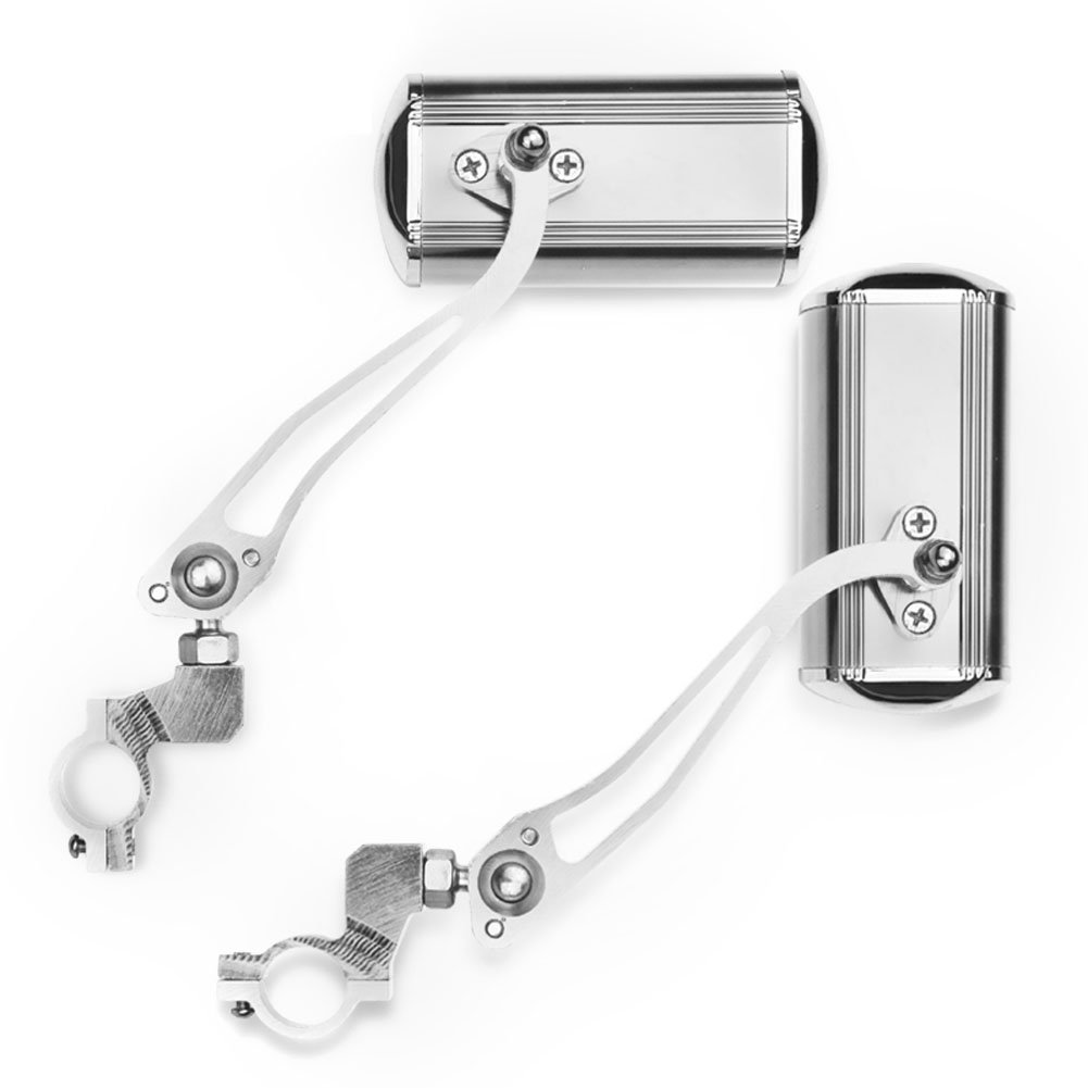 Extrbici Bike Rear View Mirror Reflector Aluminum Alloy Stable Mounting Base Clear Convex Lens 360 Degree Multi-angle Flexible Rotation 22.2mm Mount for Most Bikes Handlebar (Silver)