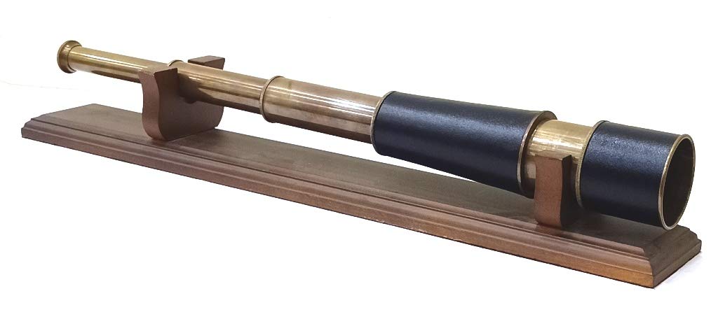 Nautical Brown Antique 18" Telescope Handmade Collectibles Vintage Telescope With Wood Base