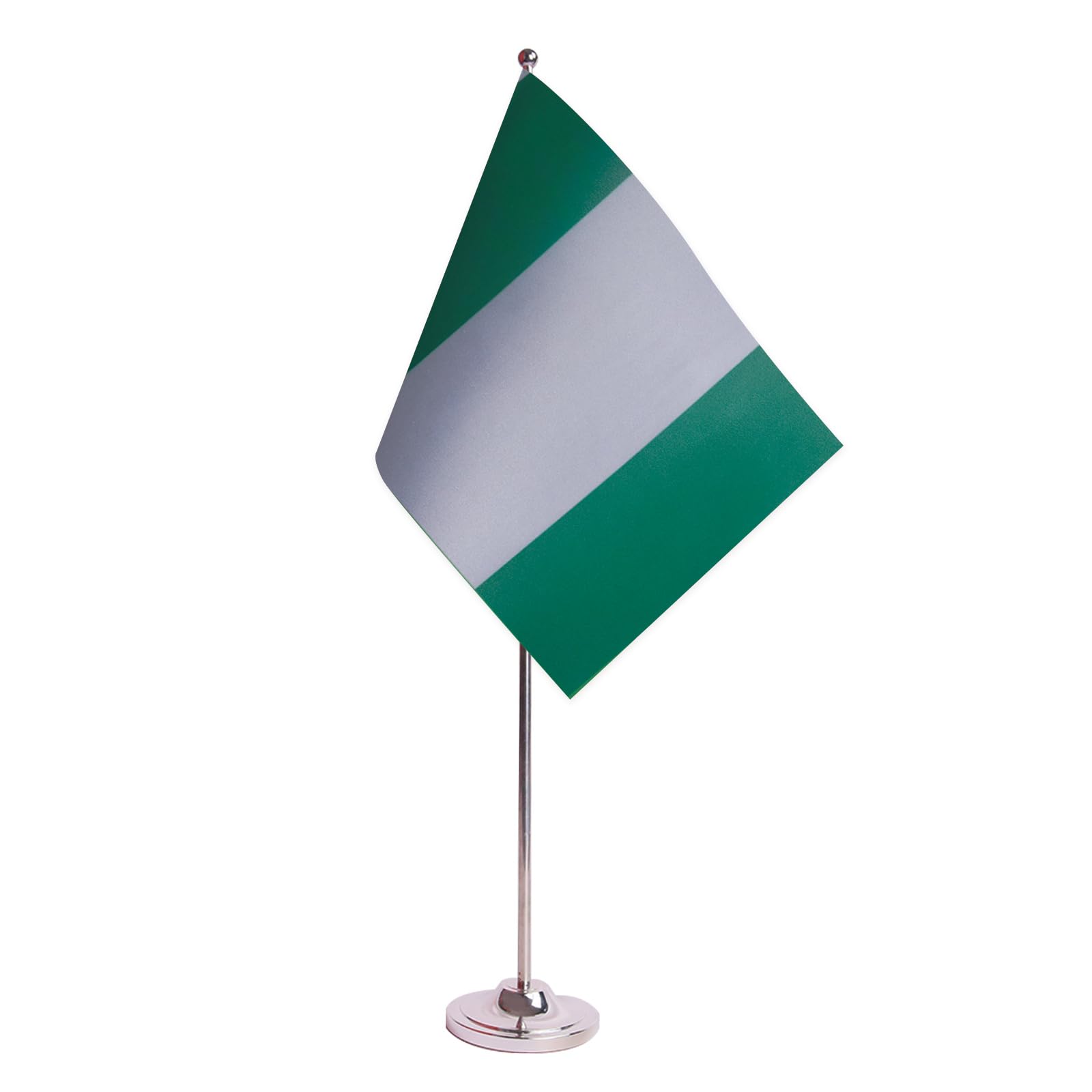 AZ FLAG Nigeria Prestige Table Flag 6'' x 9'' - Nigerian Office Decoration 100% Satin 22 x 15 cm - Desk Flag with Steel Pole and Base