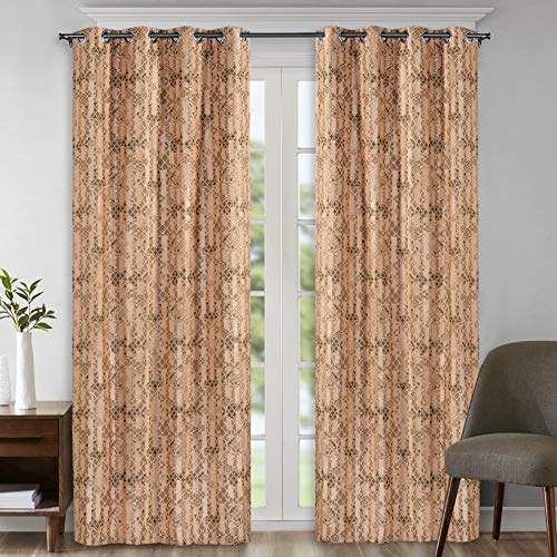 Buy Deco Window 5ft Rebeca Bloom Peach Set Of 2 Curtains Online At