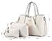 Tibes Fashion Pu Leather Handbag+Shoulder Bag+Purse 3pcs Bag Tote Beige
