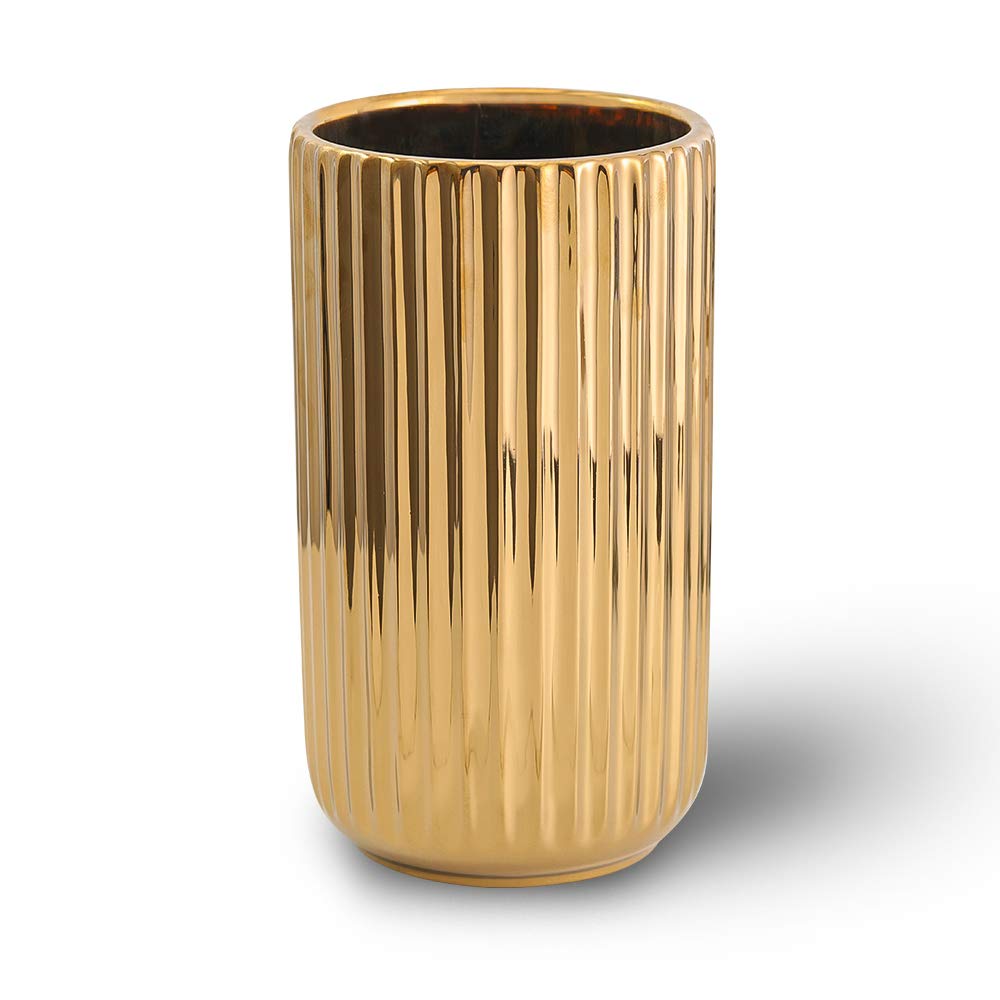 8.6 inch Gold Ceramic Flower Vase Home Decor Vase and Table Centerpieces Vase for Friends and Family, Christmas, Wedding, Bridal Shower