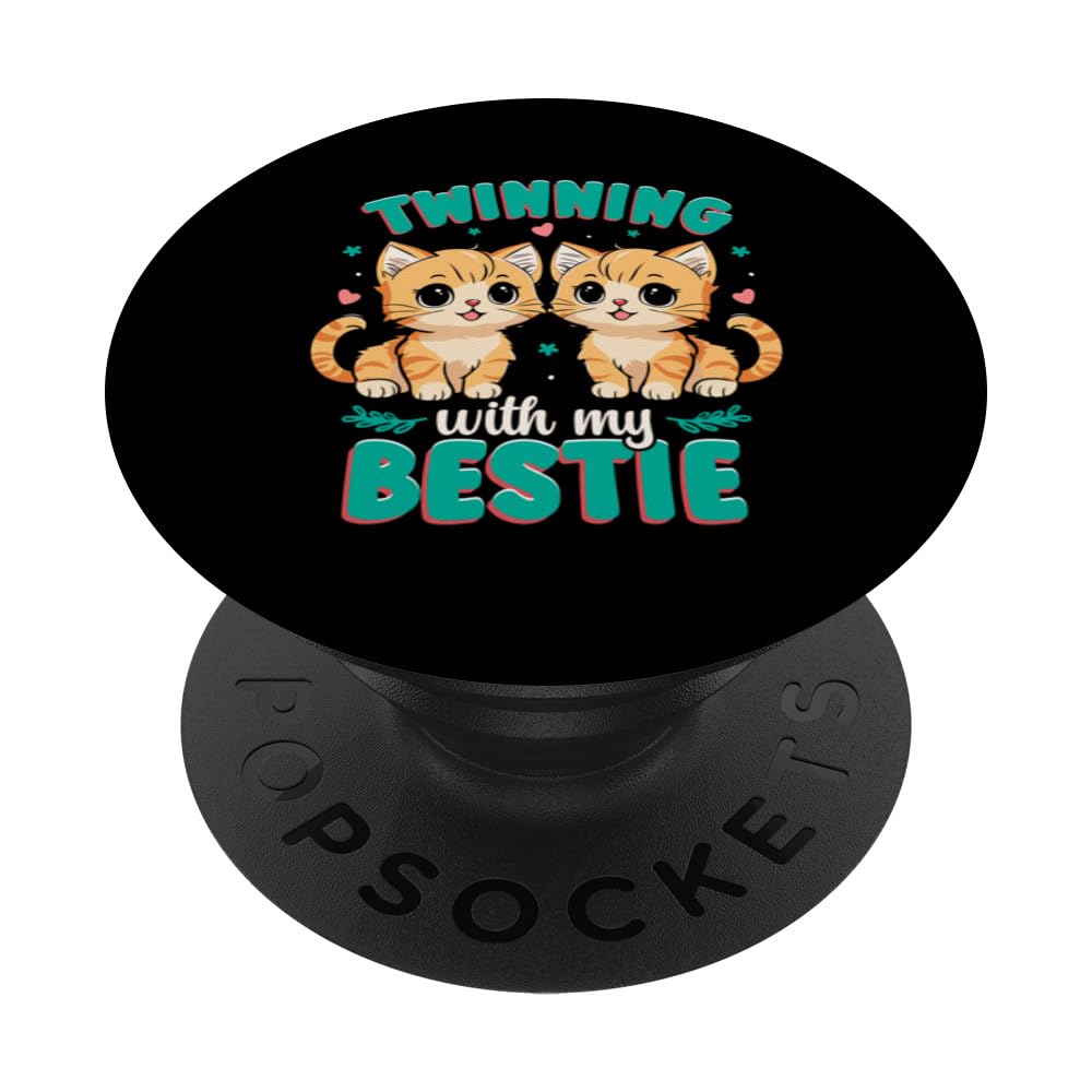 Friendship Twinning Bestie Matching Twin Cat PopSockets Adhesive PopGrip