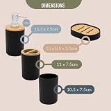 Anika 6 Piece Bathroom Accessory Set Black with Wood Accents view 6