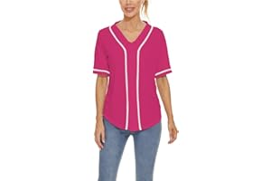 MOWBEAT Women Baseball Jersey Button Down Tee Short Sleeve Shirt Sports Uniform Softball Jersey Active T-Shirt