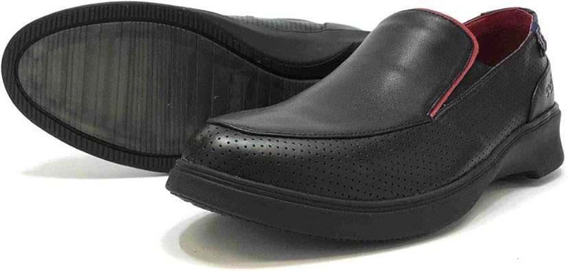 Amazon チル スリッポン メンズ レザー ブラック 超軽量 厚底 歩くたびに通気する Pgaツアーコラボ シューズ バッグ