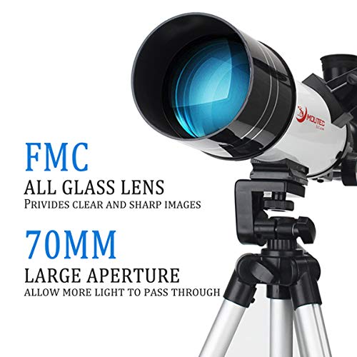 MOUTEC Kids Telescope for Astronomy Beginners with Backpack Smartphone Adapter, Portable 70mm Refractor Travel Telescope for Camping - Great for Children to Explore Space Moon Star