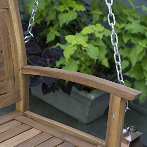 Swing, Porch Swing, Yard Swing, 5 Ft., Outdoor Horizontal Slat Back Porch Swing Crafted From Premium Acacia Wood In Natural Finish