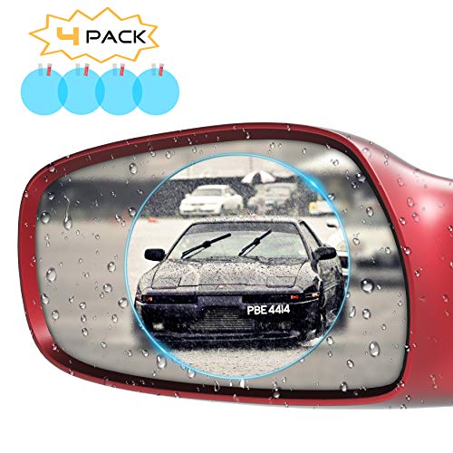 Car Rearview Mirror Waterproof Film, AKAMATE Anti-Fog Anti-Glare Anti-Scratch HD Car Window Membrane Rainproof Clear Protective Films Sticker (4 PCS)