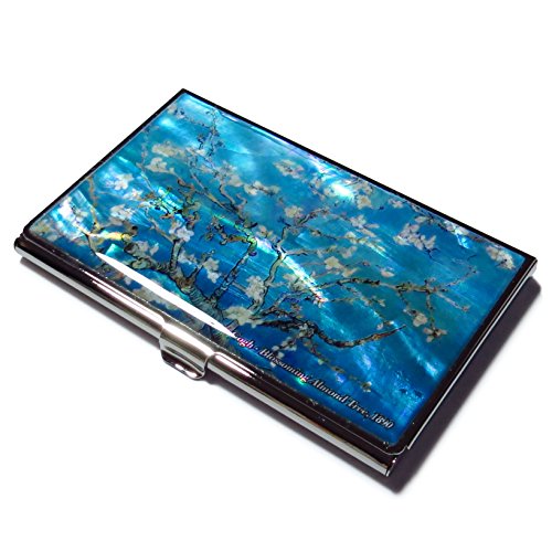 Van-Gogh-Almond-Blossom-Business-Card-Case-Id-Holder-Metal-Wallet-Mother-of-Pearl