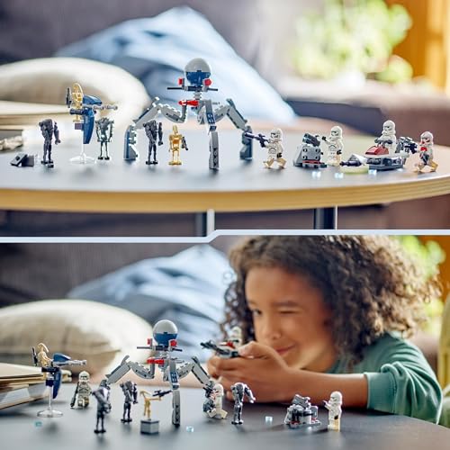 LEGO Star Wars 75372 Clone Trooper & Battle Droid Battle Pack, inkl. 4 Minifiguren, 5 Droiden und Speeder Bike mit Shooter - Bauspielzeug für Jungen und Mädchen ab 7 Jahren 9