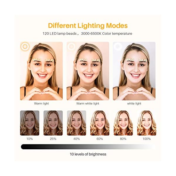 Anozer Ringlicht mit 2 Stativ, 10,2 '' LED ringleuchte mit 57,1 '' hohem Stativ und Metall Tischstativ &Stativ für Handy… – Bild 3