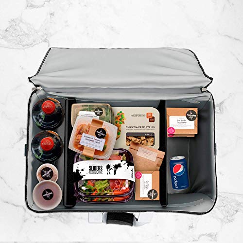 Insulated Food Delivery Bag Carrier with 2 Detachable dividers, 23"x15"x13" XXL, Waterproof and Leakproof Interior, Uber Eats Doordash Restaurant Catering - Thumbnail 4