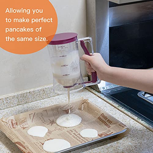 Pancake Batter Dispenser, 4 Cup Pancake Dispenser with Squeeze Handle, Perfect for Making