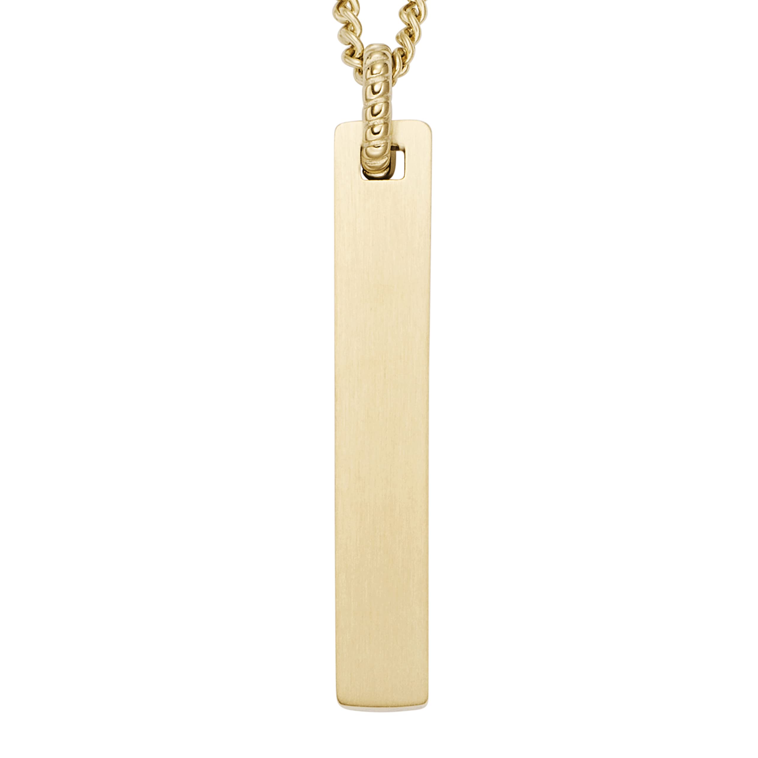 Fossil Men’s Stainless Steel Gold Engravable Pendant Necklaces, Color: Gold (Model: JF04464710)