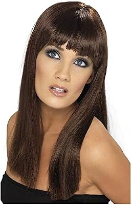 Smiffys Long Dark Brown Glamourama Wig With Fringe Smiffys