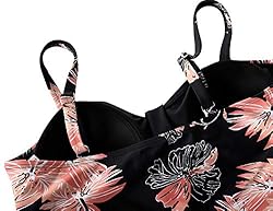 Hilor Women's 50's Retro Ruched Tankini Swimsuit