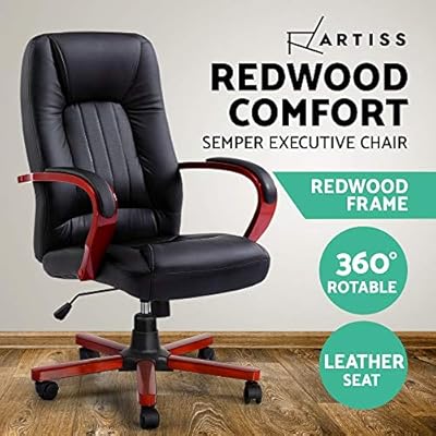 Artiss Office Chair With Redwood Frame Executive Wooden
