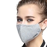 ZWZCYZ PM2.5 Respirator Masks Anti-haze Masks 4 Layer Filter Insert Protective Filter Media Insert Activated Carbon Cotton Mouth Masks (Medium(Women's), Blue Grid)