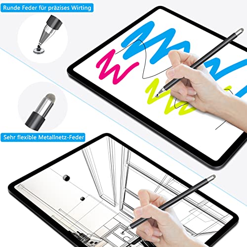 Tablet Pen for All Tablets, 2 in 1 Stylus Pen, SENKUTA Touchscreen Pen for All Tablets/Mobile Phones, Apple iPad, iPhone, Samsung, Surface, Lenovo, Chromebook, Huawei Android iOS. Black