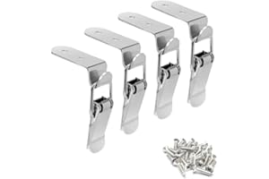 LUOQIUFA Latch 90 Degree Stainless Steel Spring Loaded Toggle Latch, Silver Catch Hasp Clamp Clip Lock with for Cabinet, Wooden Case, Box (70mm - 4 Pack)