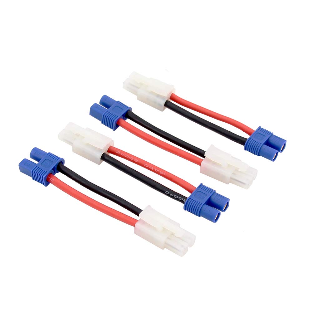 BDHI 4pcs EC3 Female to plug for Tamiya Male Connector Adapter Cable with 14awg 5cm Wire(BDHI-65)