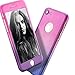 iPhone 6 Plus/6s Plus Full Body Hard Case-Aurora Black Front and Back Cover with Tempered Glass Screen Protector for iPhone 6 Plus/6s Plus 5.5 Inch (Pink to Purple)