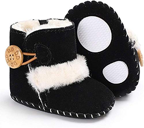 Meeshine Winter Warm Baby Boots Premium Soft Sole Prewalker Newborn Infant Boy Girl Crib Shoes Snow Boots(Small / 0-6 Months,Black 01)