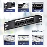 TRENDnet 8-Port Cat5e Patch Panel 10 Inch RJ45 Gigabit Unshielded Wall Mount view 4