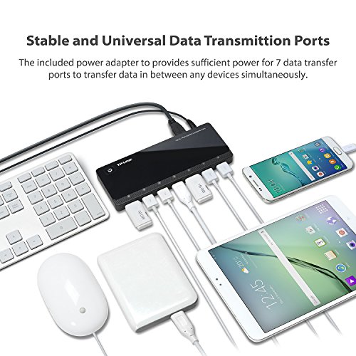 TP-Link UH720 USB 3.0 7-Port Hub with 2 Exclusive Smart Charging Ports Optimally Charge Your iOS (iPad/iPhone) and Android (Tablet/Phone), Supports Windows, Mac OS X and Linux Systems, Backwards...
