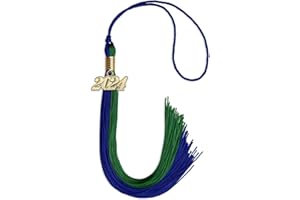 Endea Graduation Double Color Tassel with Gold Date Drop (Royal Blue/Green, 2024)