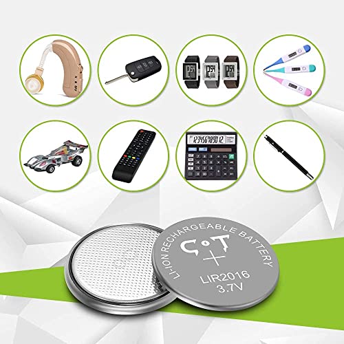 2 Pack LIR2016 Rechargeable Batteries with CTENERGY USB Lithium Coin