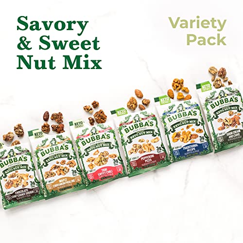 Keto Nut Mix Variety Pack, 6Pack Savory, Sweet & Glazed Pack of 6 (1.2oz) High Protein