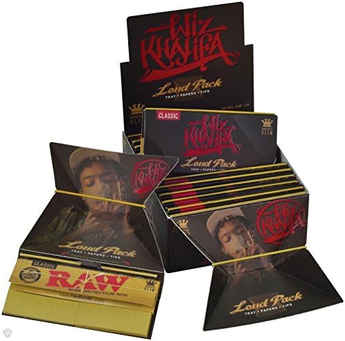 Wiz Khalifa Artesano Style - Loud Pack - King Size Slim RAW Classic Rolling Papers + Tips + Tray (New Product From Raw) - 6 Booklets by Trendz