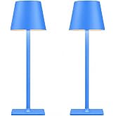Yogaret Blue Cordless Table Lamp Set of 2, Indoor/Outdoor Table Lamp for Restaurant Home Dinner Patio Pinic