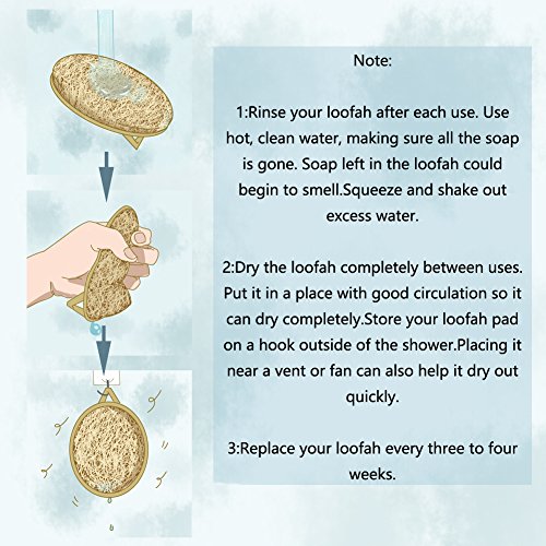 Kiloline Exfoliating Loofah Pads-2 Pack 100% Natural Luffa and Terry Cloth Materials Loofa Sponge Scrubber Brush Close Skin For Men and Women When Bath Spa and Shower