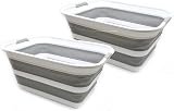 SAMMART 42L Collapsible Laundry Basket Foldable Grey 57.5x44.5x26.5cm
